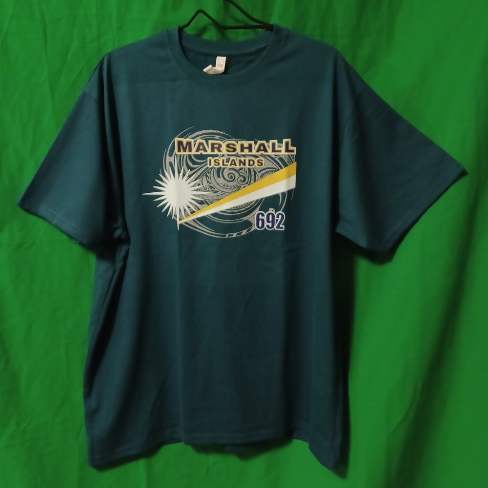 Marshall Islands 692 Graphic T-Shirt‎ Teal Blue Mens XL 7160R Short Sleeve Tee